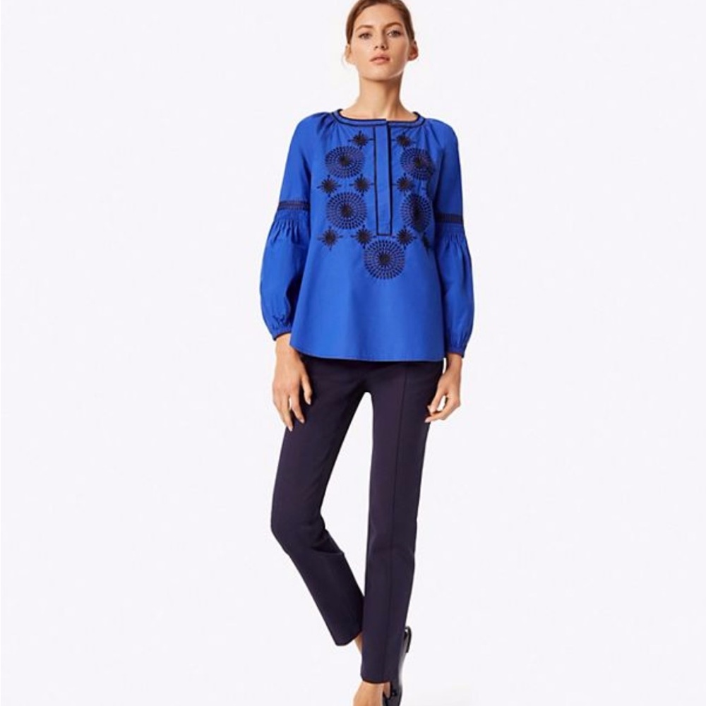 Tory Burch Aubrey Embroidered Poplin Tunic Top - Picture 3 of 8